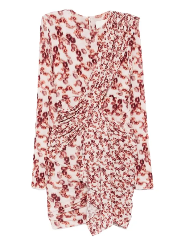 Isabel Marant Draped Print Mini Dress in Pink