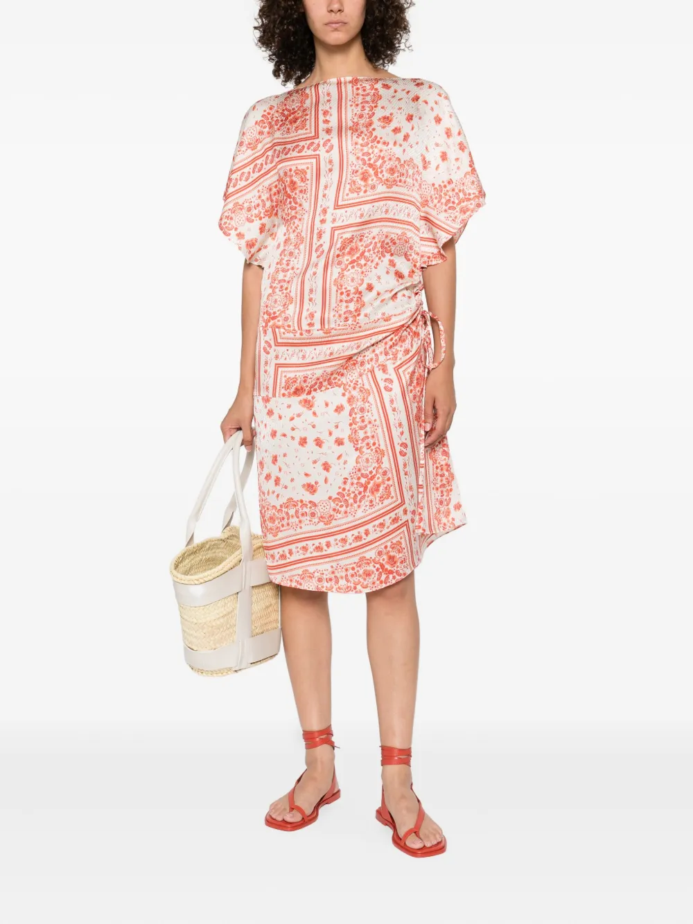 FENDI Midi-jurk met jacquard en trekkoord Beige