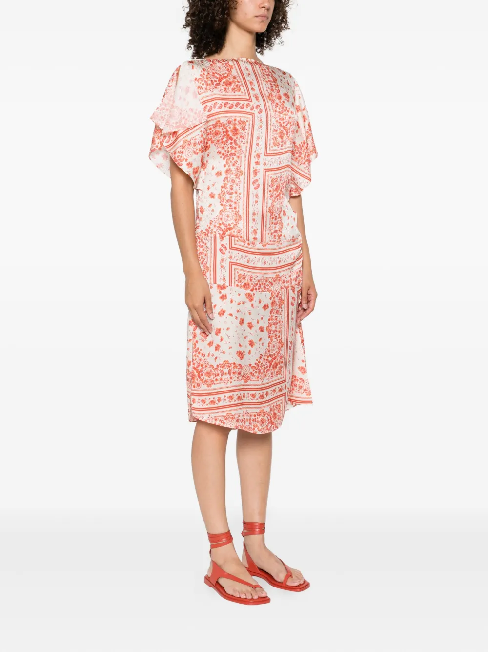 FENDI Midi-jurk met jacquard en trekkoord Beige