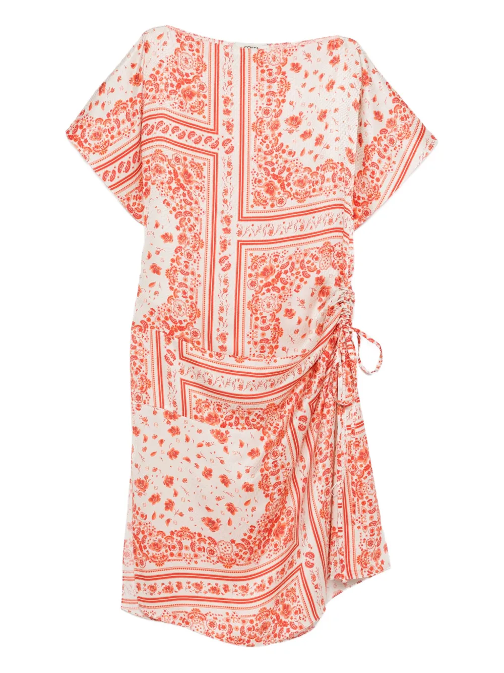 FENDI Midi-jurk met jacquard en trekkoord Beige