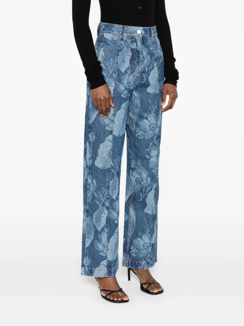 FENDI Jeans met Sea Garden-print Blauw