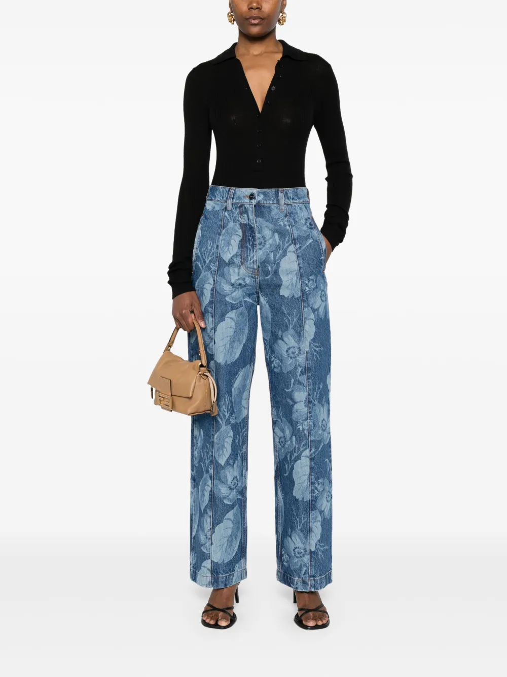 FENDI Sea Garden-print jeans - Blauw