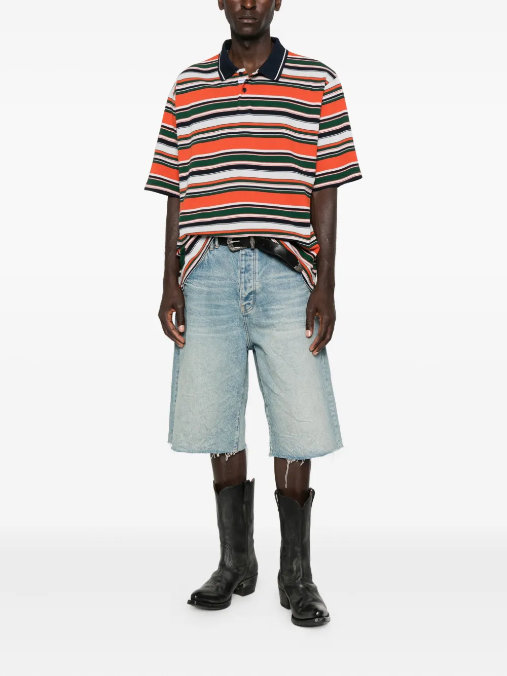Martine Rose stripe logo polo shirt - Oranje