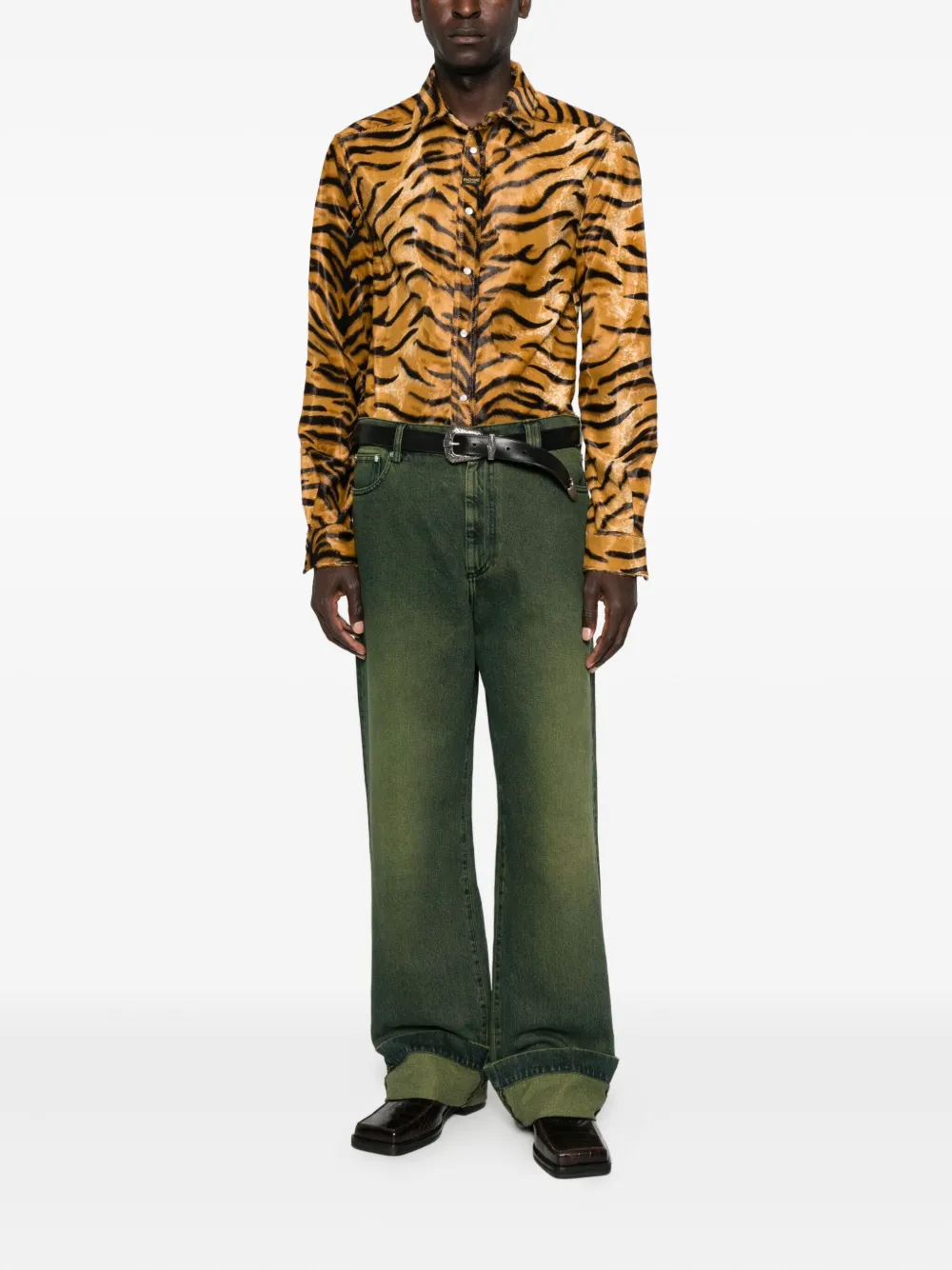 Martine Rose tiger-print felt shirt - Bruin