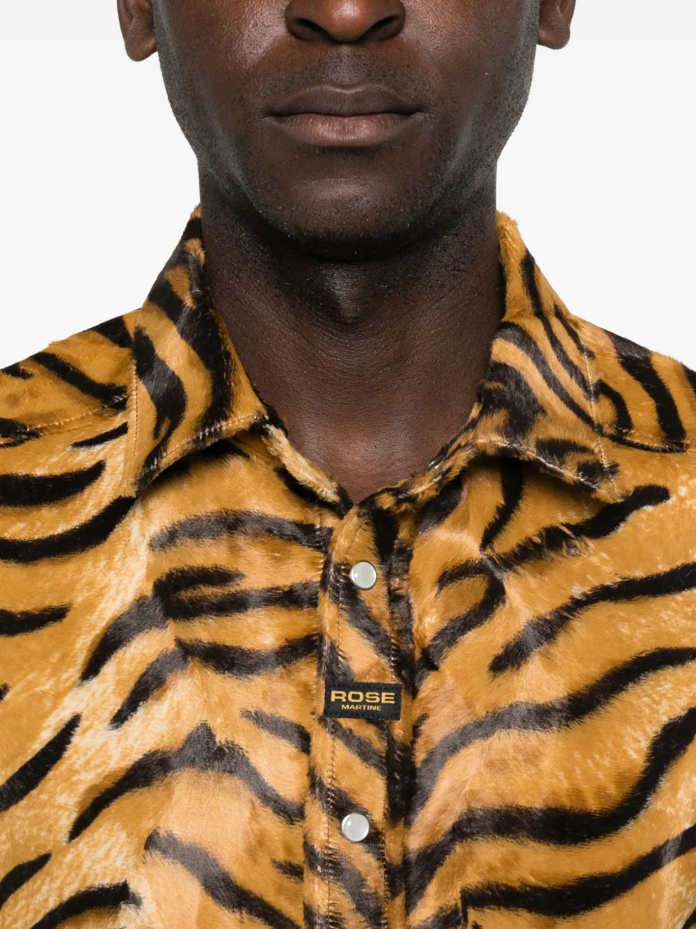 Martine Rose Tiger-print Felt Shirt In Brown