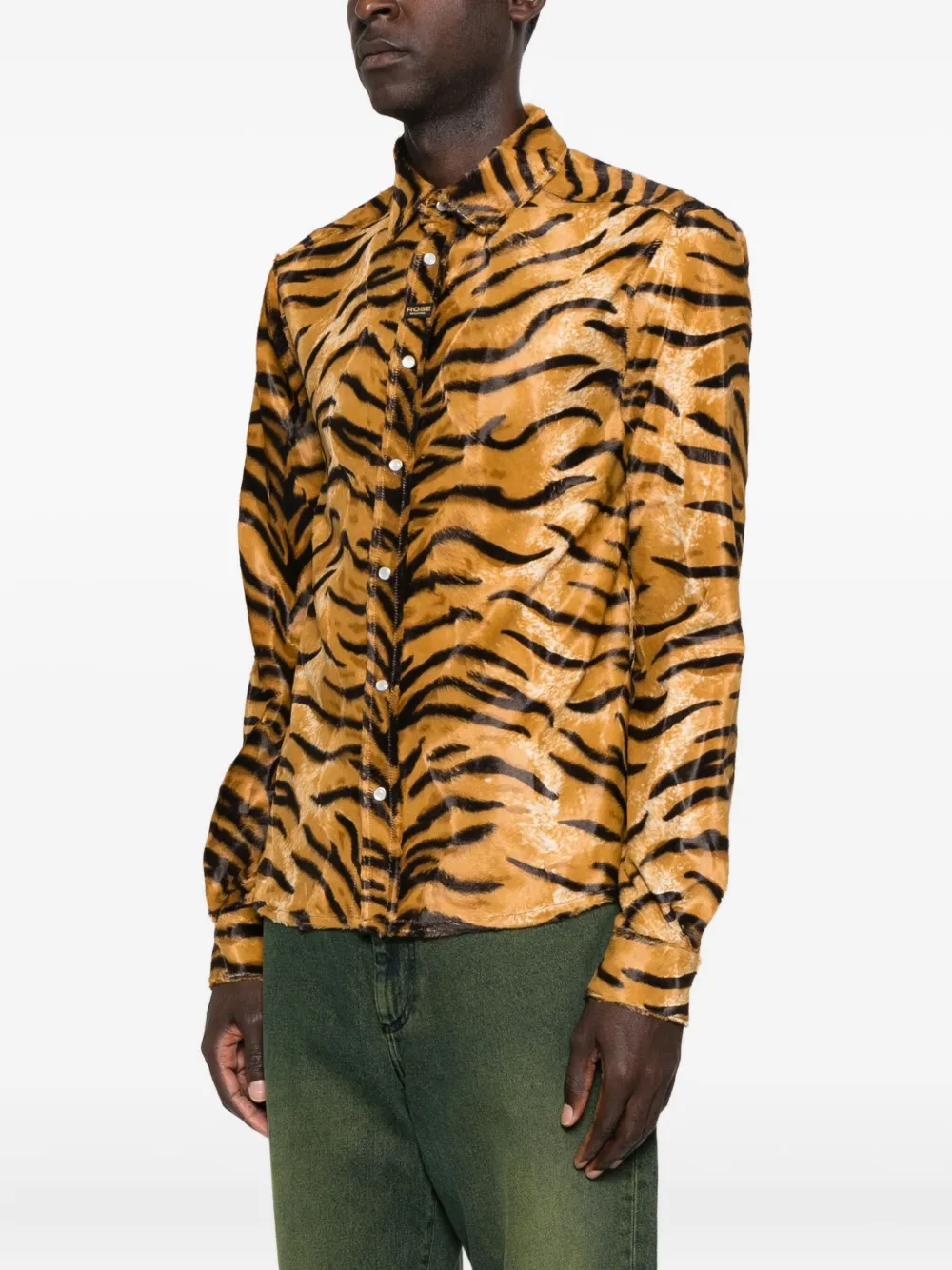 Martine Rose Tiger-print Felt Shirt In Brown