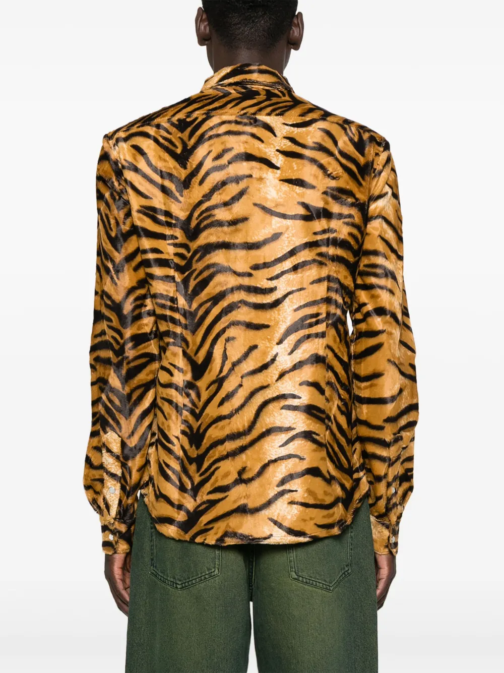 Martine Rose Tiger-print Felt Shirt In Brown
