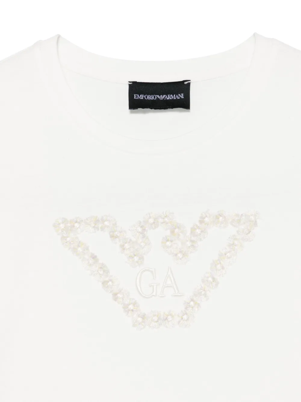 Emporio Armani Kids T-shirt met geborduurde bloemen Wit
