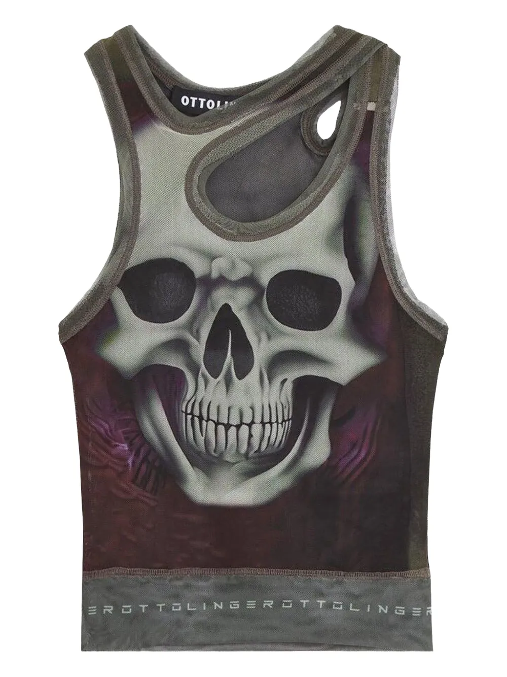 Ottolinger skull-print mesh tank top | Grey | Image 1
