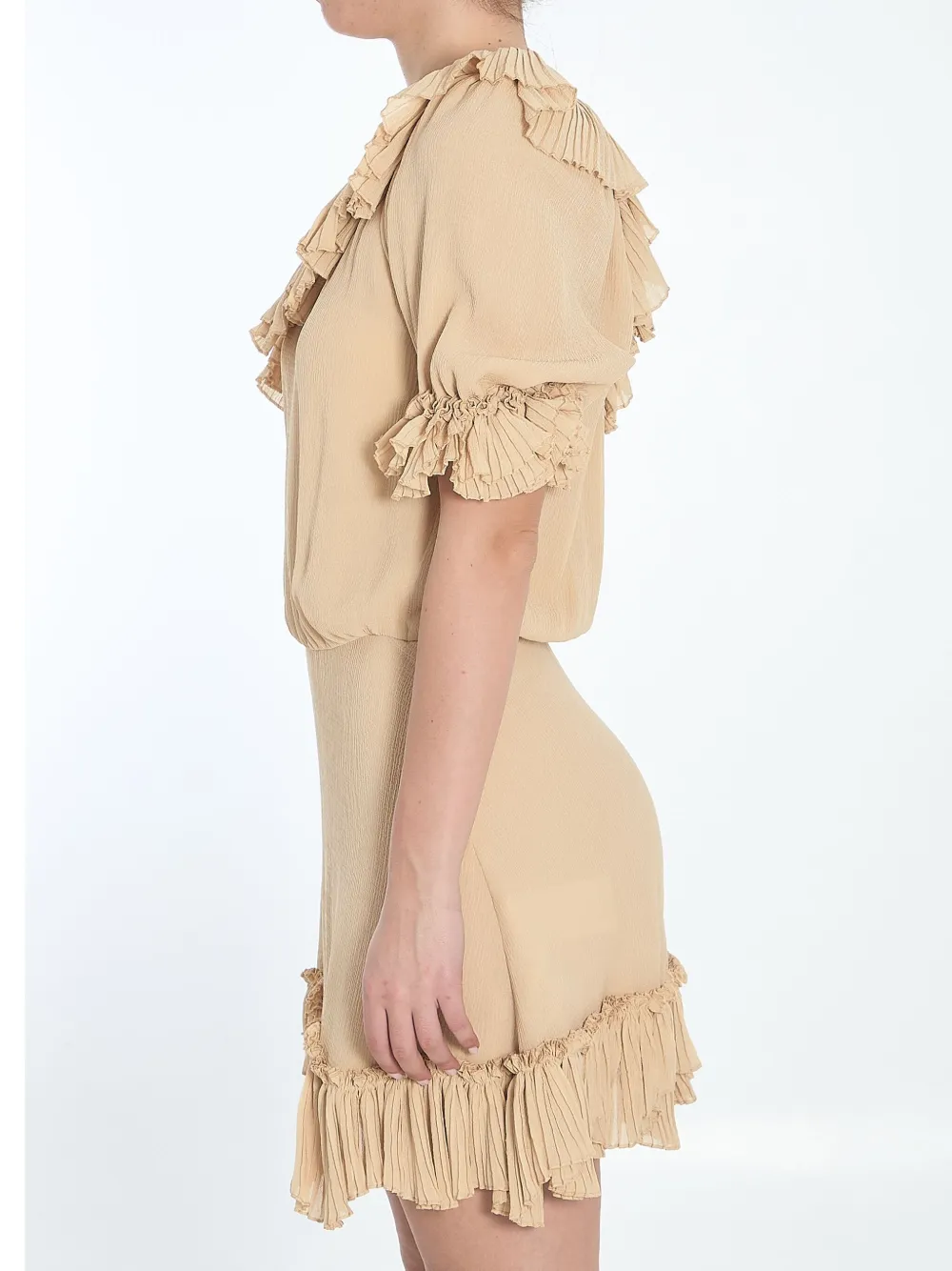 Saint Laurent Asymmetrische jurk Beige