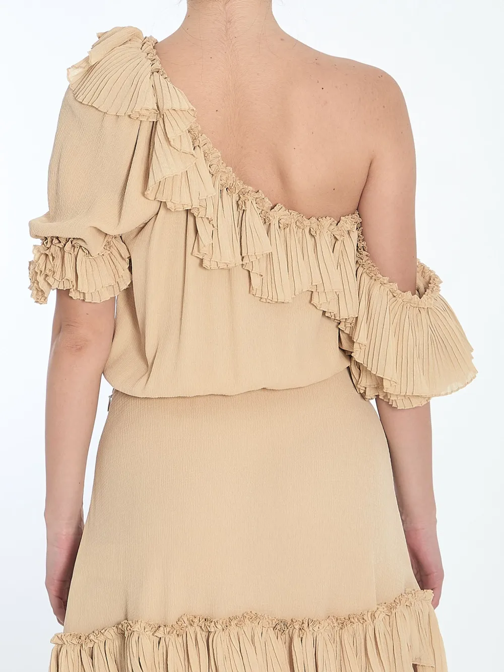 Saint Laurent Asymmetrische jurk Beige