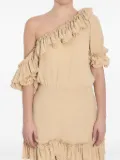 Saint Laurent one-shoulder ruffled dress - Neutrals