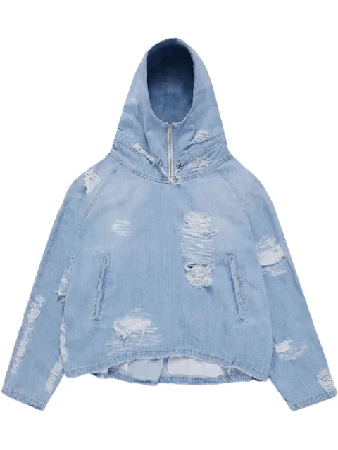 424 distressed denim hooded "Blue" jacket