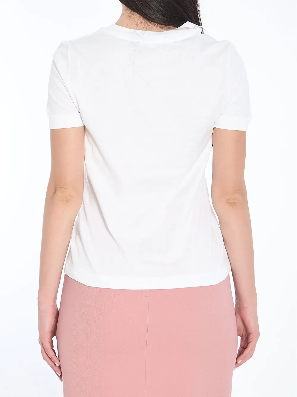 Dolce & Gabbana White T-shirt With Dg Logo On The Front Finished With Rhinestones In Cotton Woman In Weiss