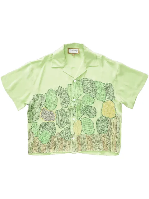 Glass Cypress Trees On Green silk "Green" shirt