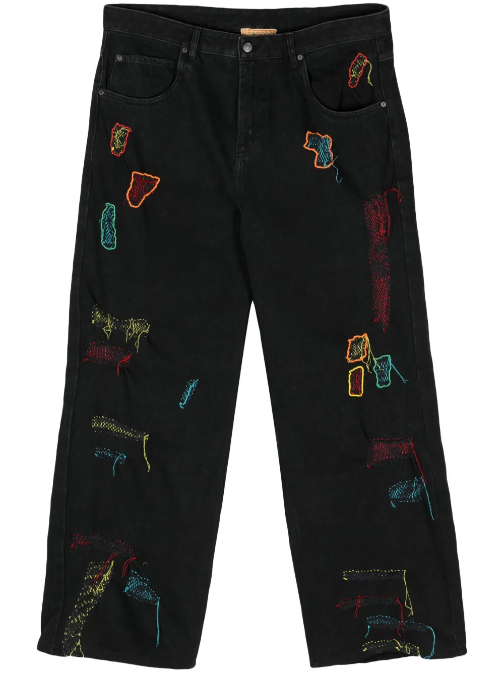 Glass Cypress Reconstructed Shredded Denim Black Jeans In Black