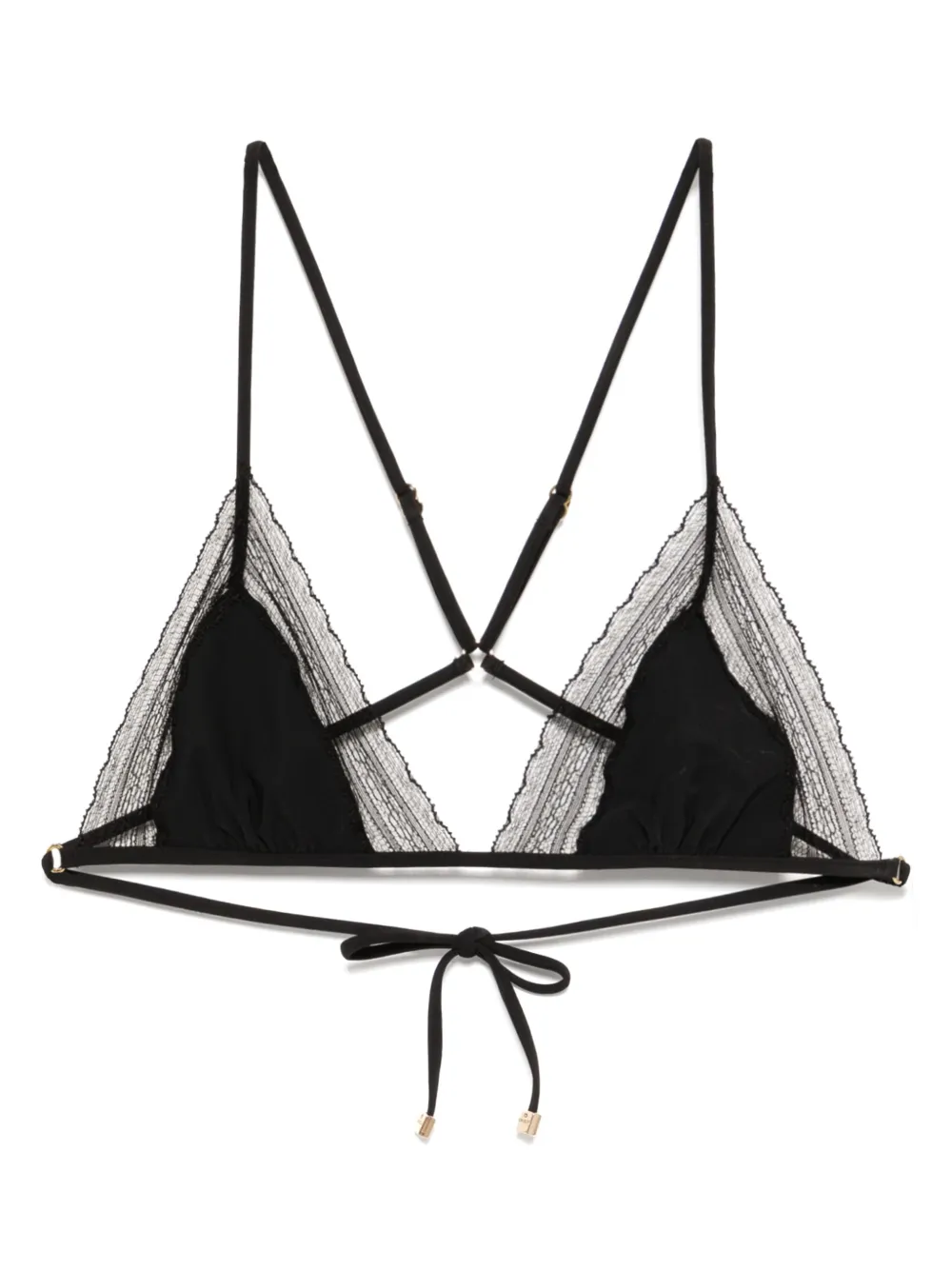 Kiki de Montparnasse lace inset string bikini top | Black | Image 1