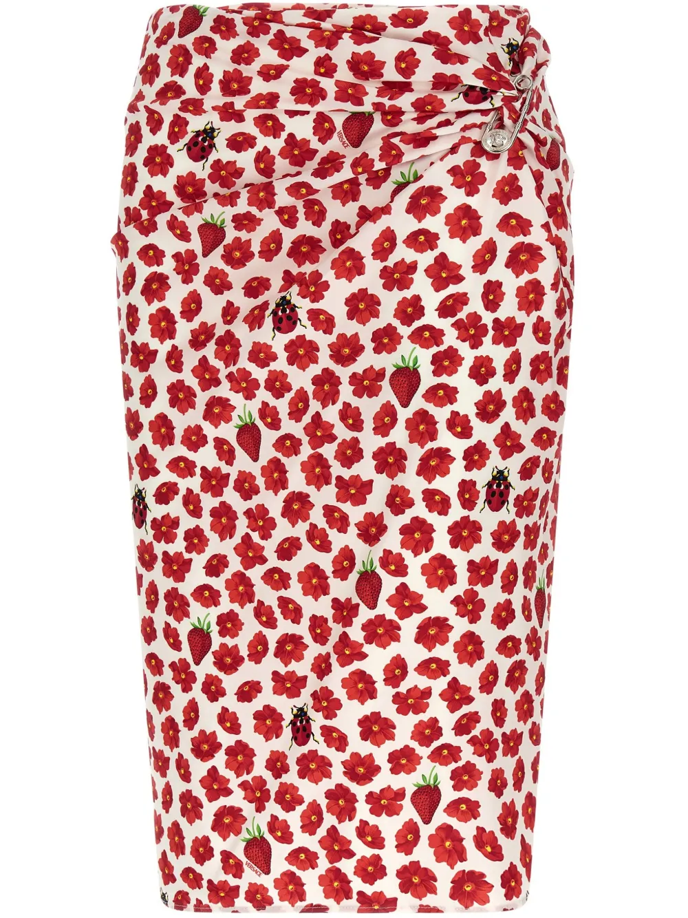 Versace Strawberry Garden midi skirt Rood