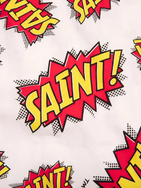 セントマイケル  コミックロゴ オープンカラー パジャマ シャツ SAINT MXXXXXX Pow パジャマシャツ | ホワイト | FARFETCH JP