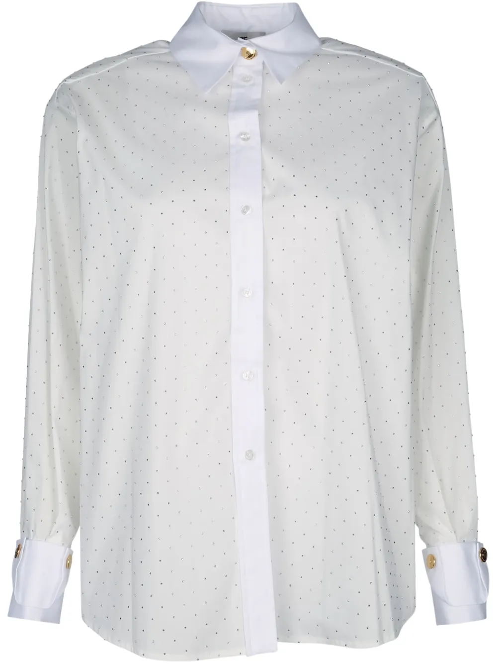 Elisabetta Franchi Popeline shirt verfraaid met stras Wit