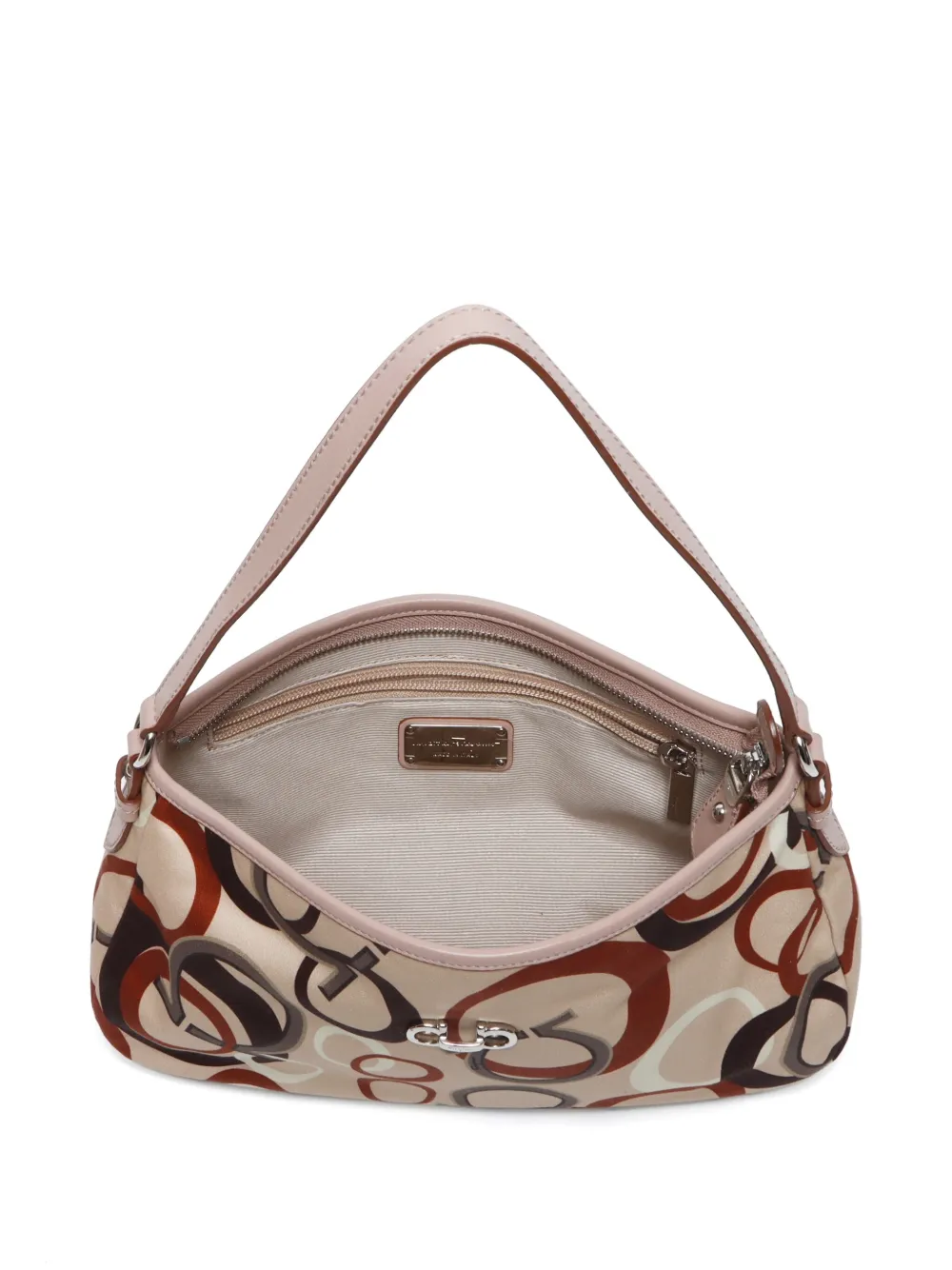 Pre-owned Ferragamo 2000s Gancini-print Shoulder Bag In Neutrals