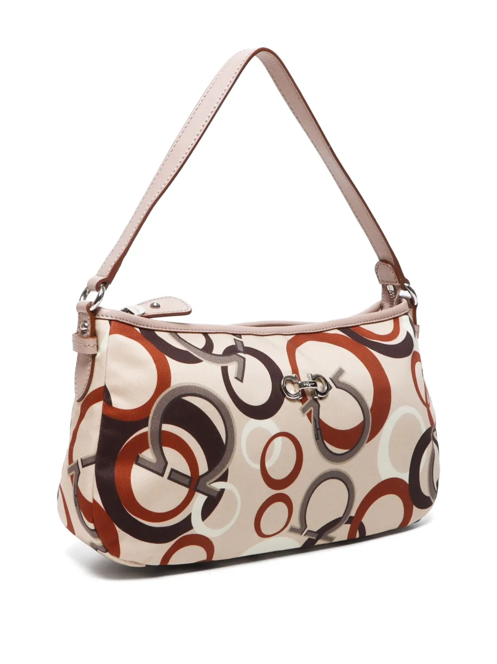 Pre-owned Ferragamo 2000s Gancini-print Shoulder Bag In Neutrals