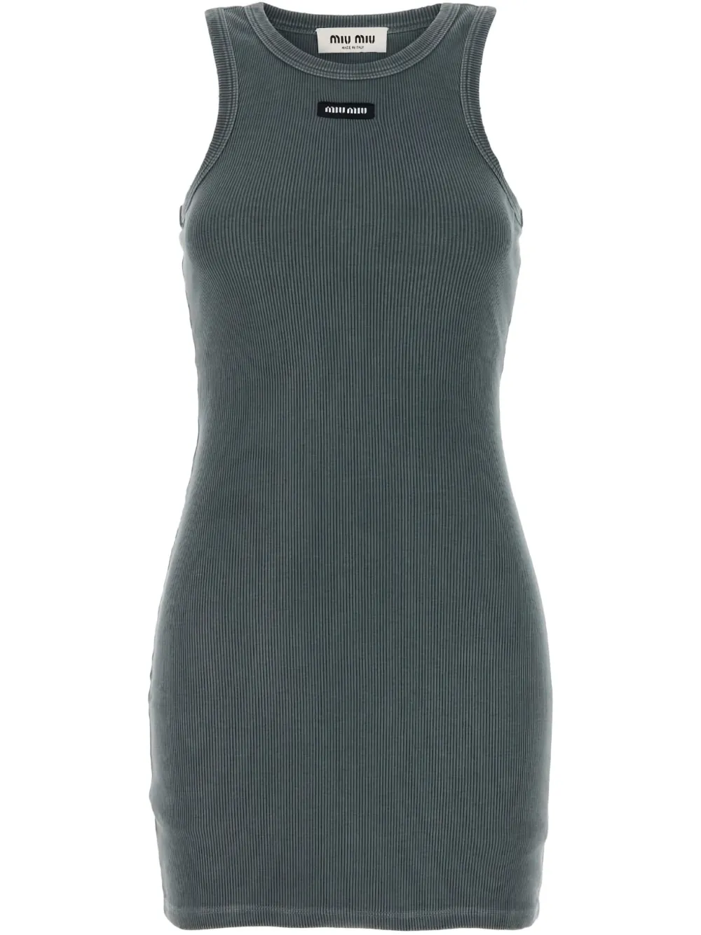 Miu Geribbelde mini-jurk Grijs