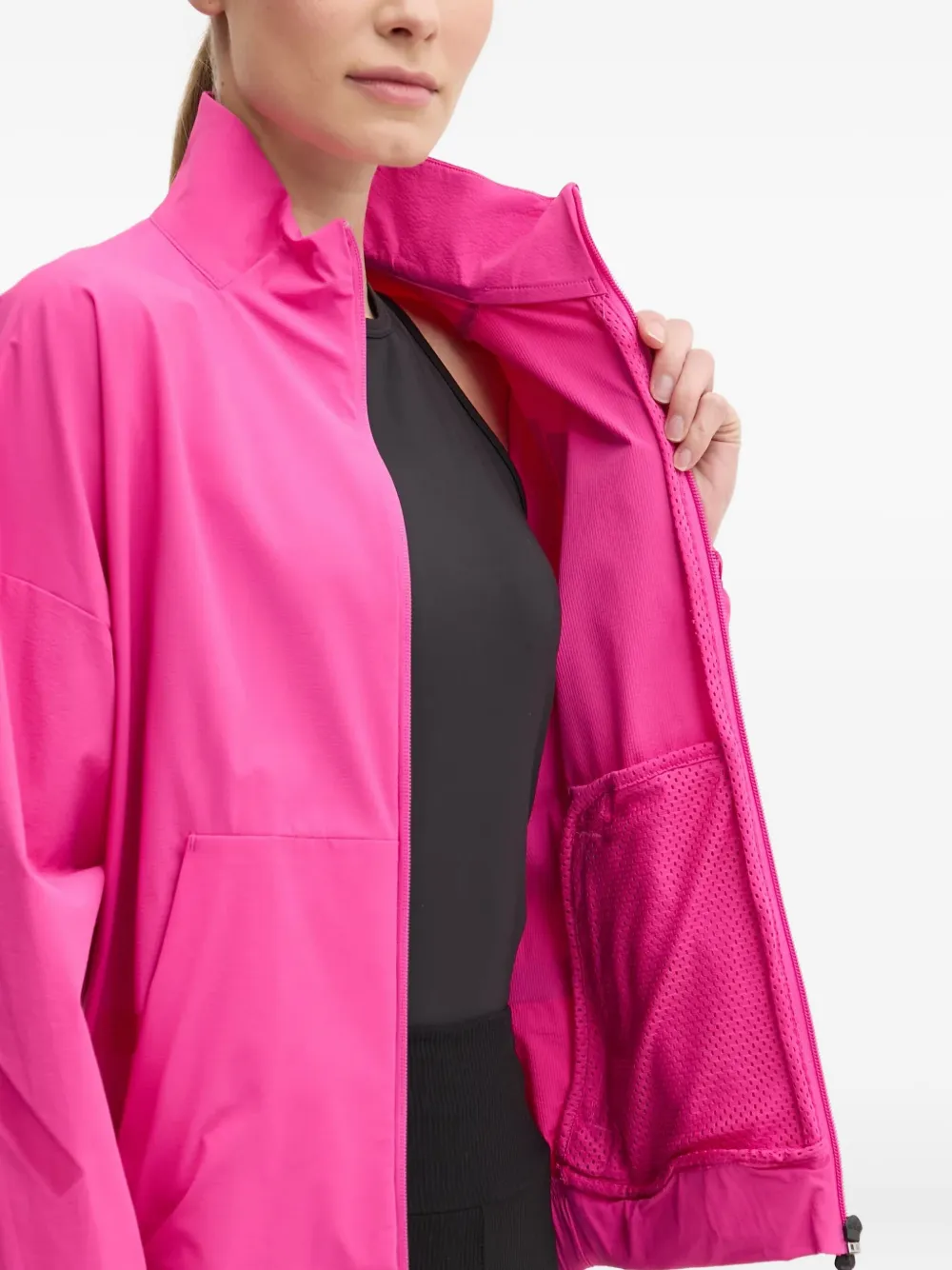 adidas Jas met hoge hals en rits aan de voorkant Roze