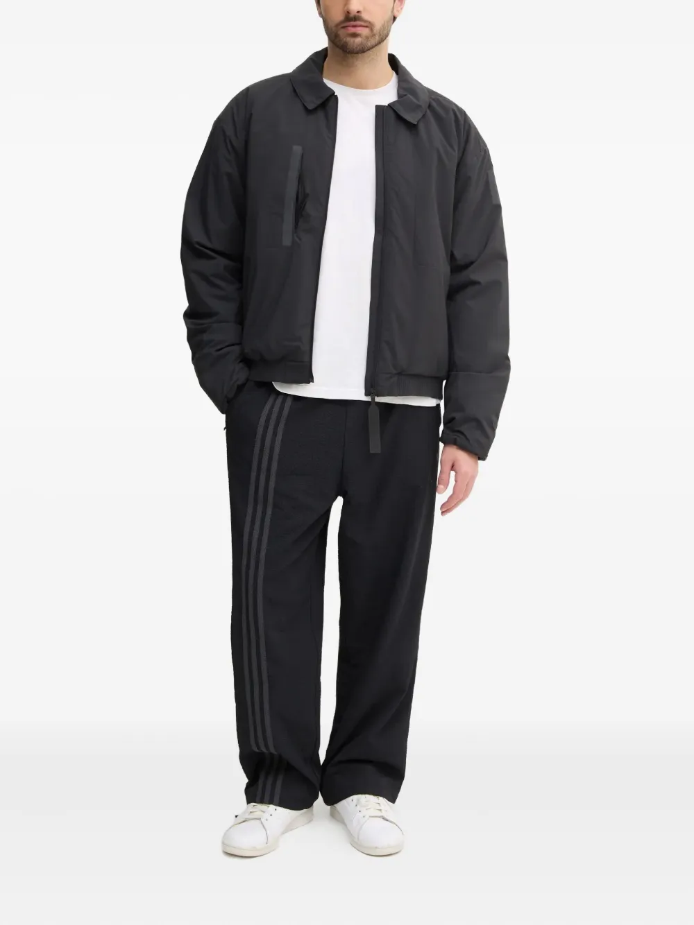 adidas three-stripe panelled jacket Zwart