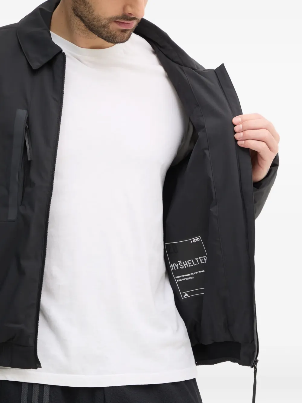 adidas three-stripe panelled jacket Zwart