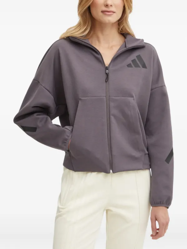 Jaket Hoodie Adidas Zip Up Hoodie Grey Adidas Logo-detail Zip-up