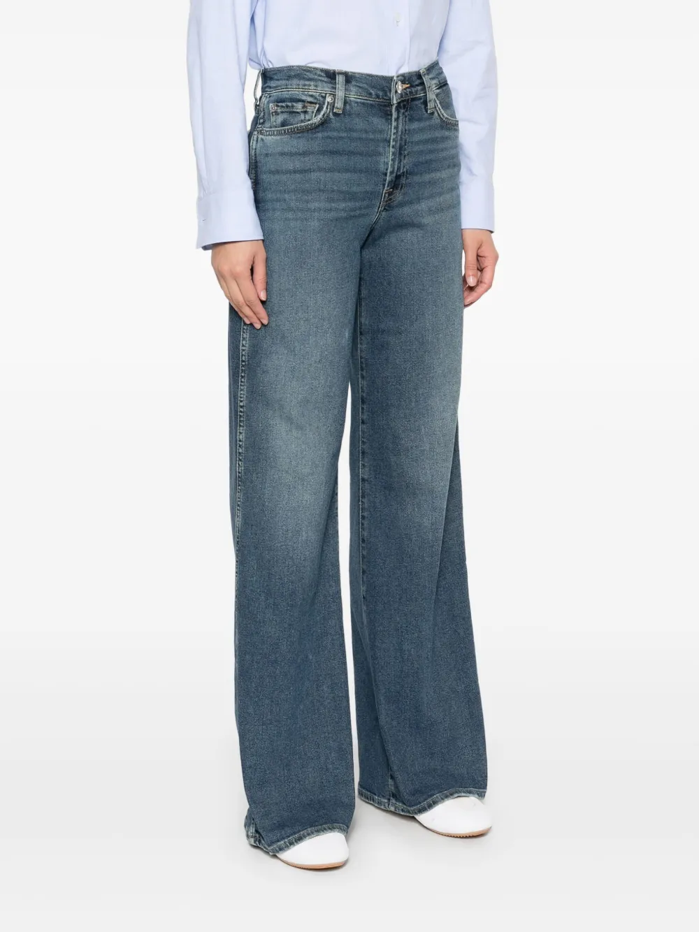 7 For All Mankind Lotta Flared Denim Jeans In Blue