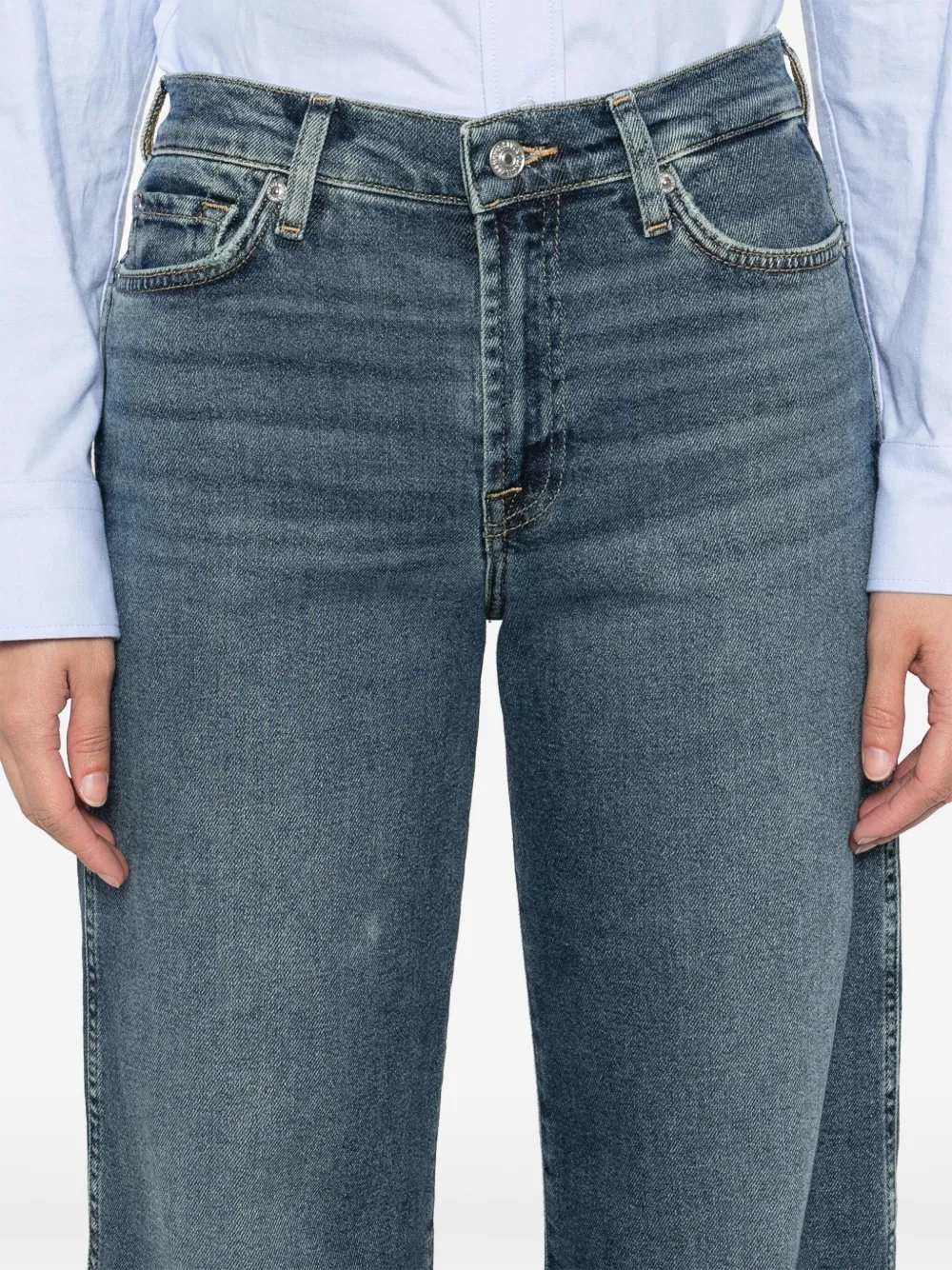 7 For All Mankind Lotta Flared Denim Jeans In Blue