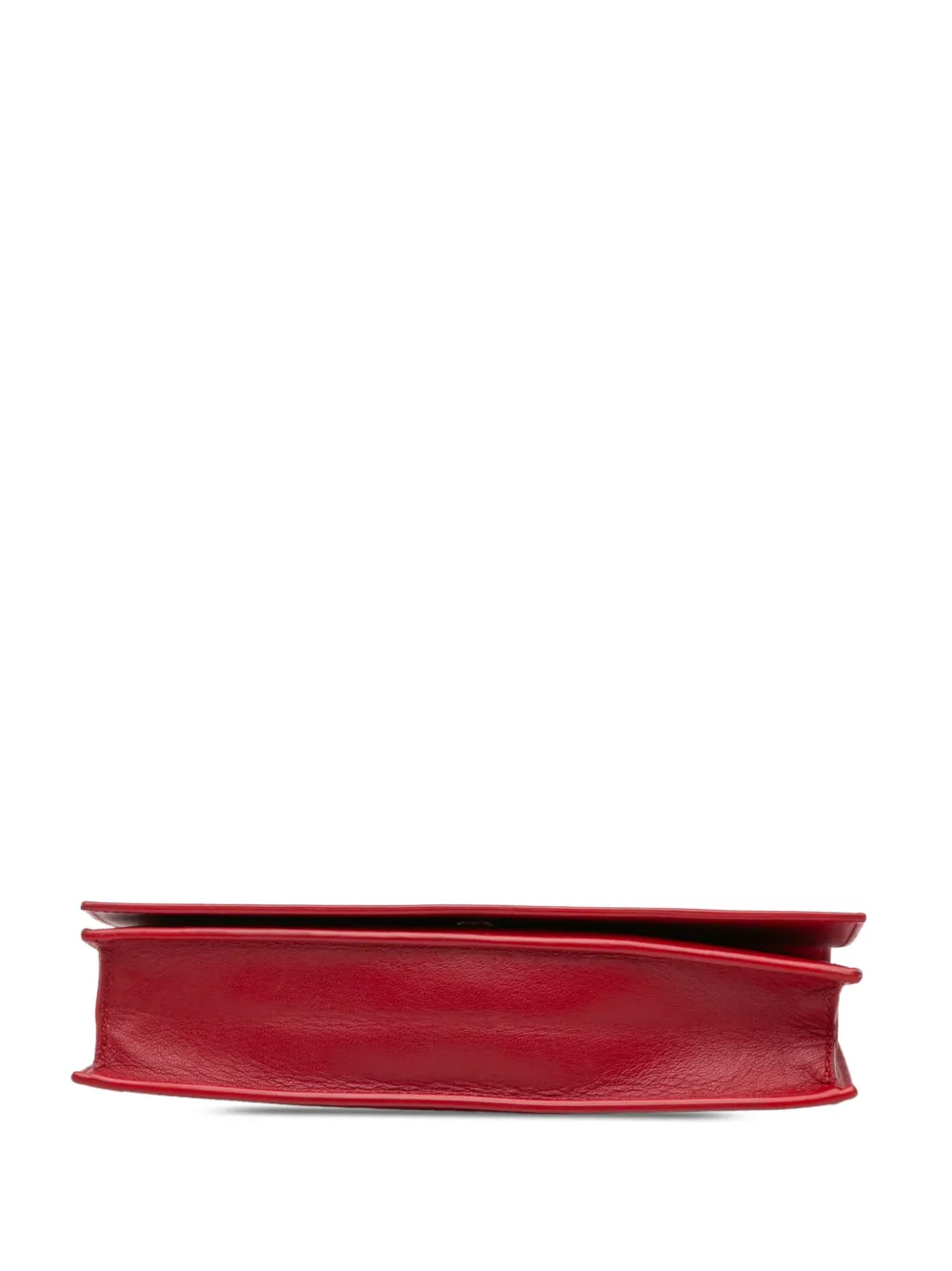 Pre-owned Celine 2017 Frame Leather Wallet On Chain Crossbody Bag In Red