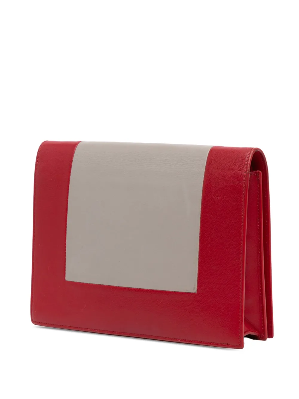 Pre-owned Celine 2017 Frame Leather Wallet On Chain Crossbody Bag In Red
