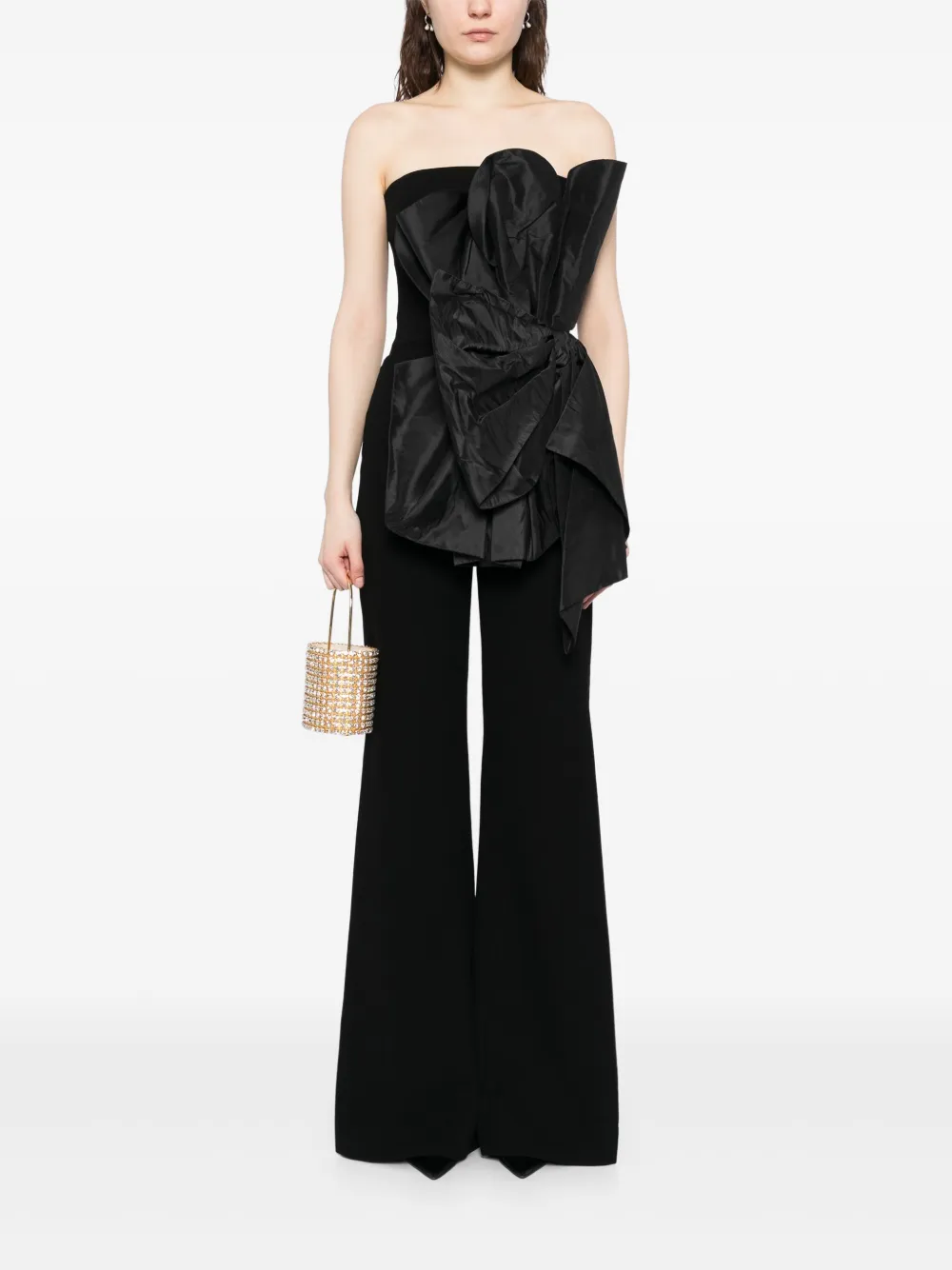 Saiid Kobeisy Voluminous jumpsuit met gedrapeerdee moulage - Zwart