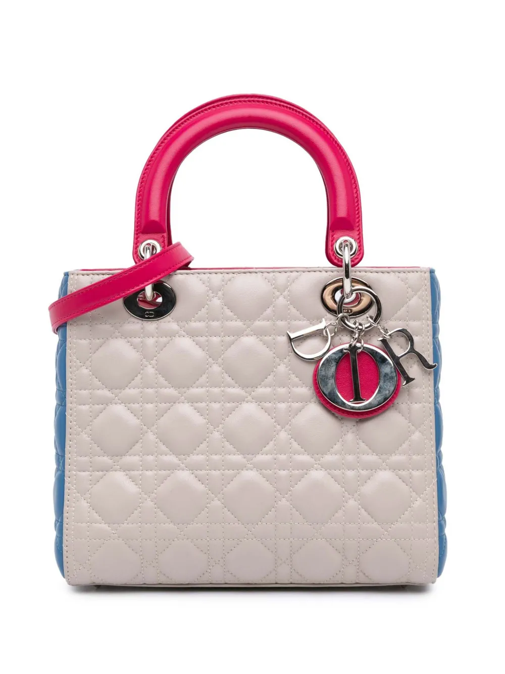 2014 Medium Tricolor Lambskin Cannage Lady Dior satchel