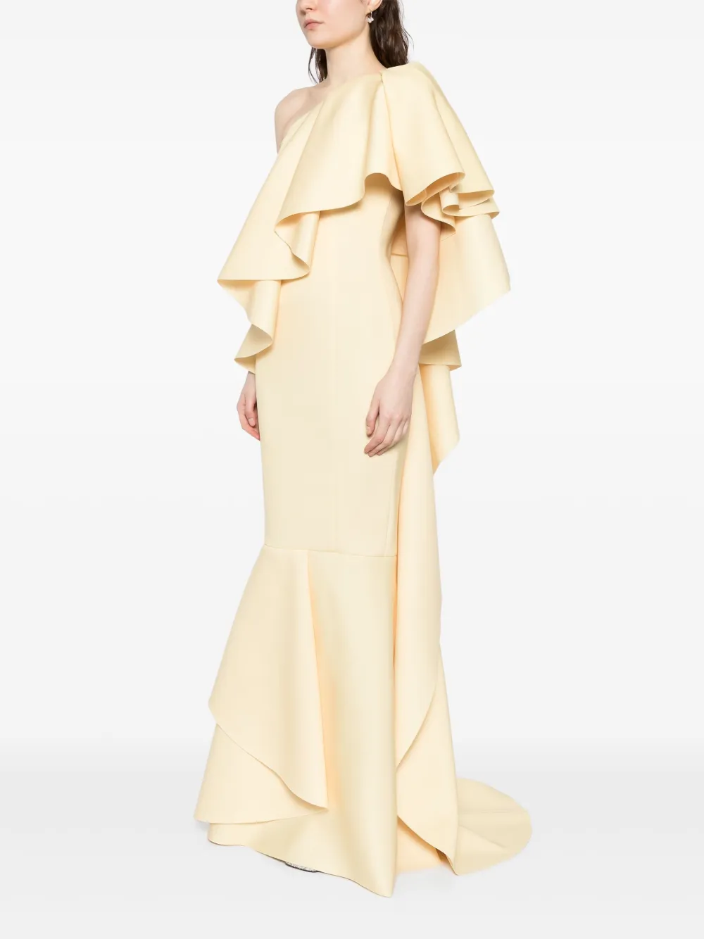 Saiid Kobeisy Scuba maxi-jurk met ruches Geel