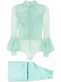 Saiid Kobeisy lace bodysuit with coco pants - Green