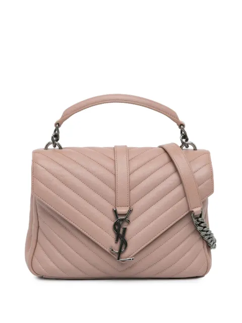 Saint Laurent Pre-Owned bolsa satchel Medium Sheepskin Matelasse Chevron Monogram College Bag 2016