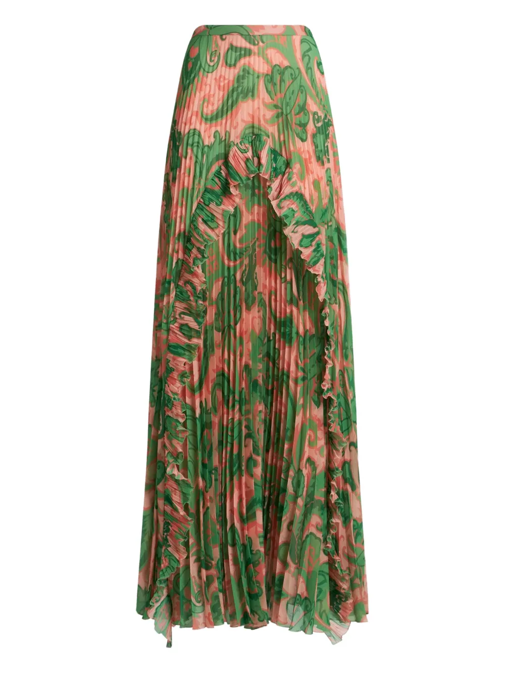 Etro Pleated Maxi Skirt With Ruffles In Multi