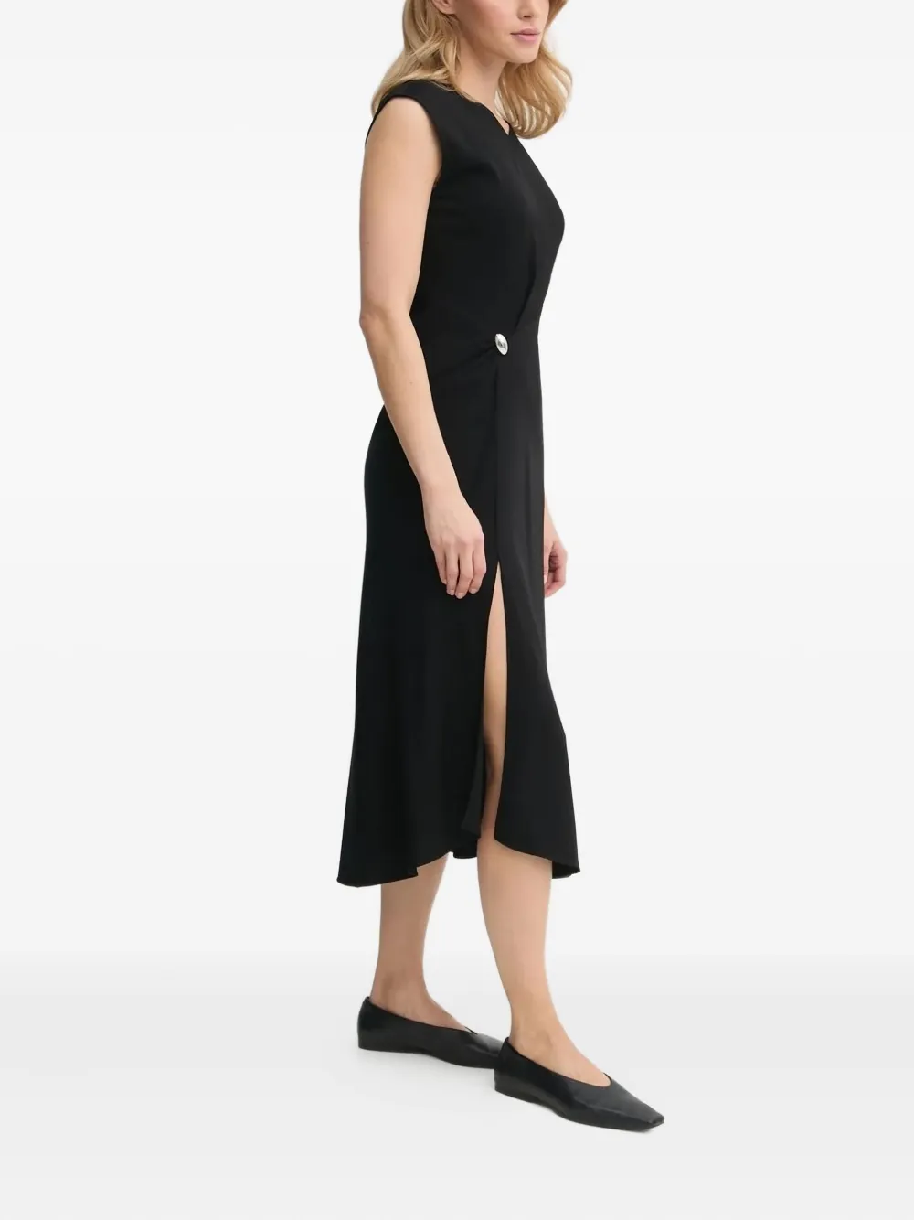A.L.C. Midikleid mit Knopfdetail | Schwarz | Image 1