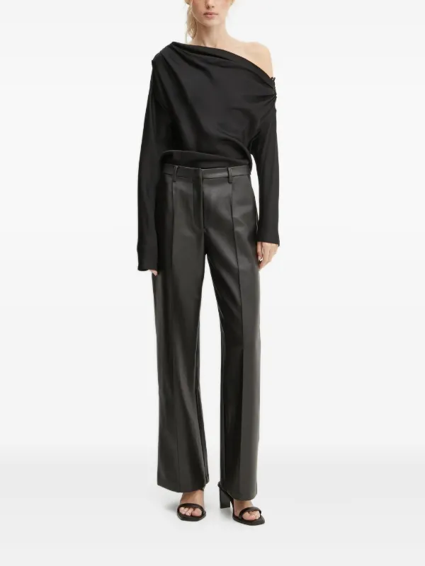 A.L.C. Draped One-shoulder Top in Black