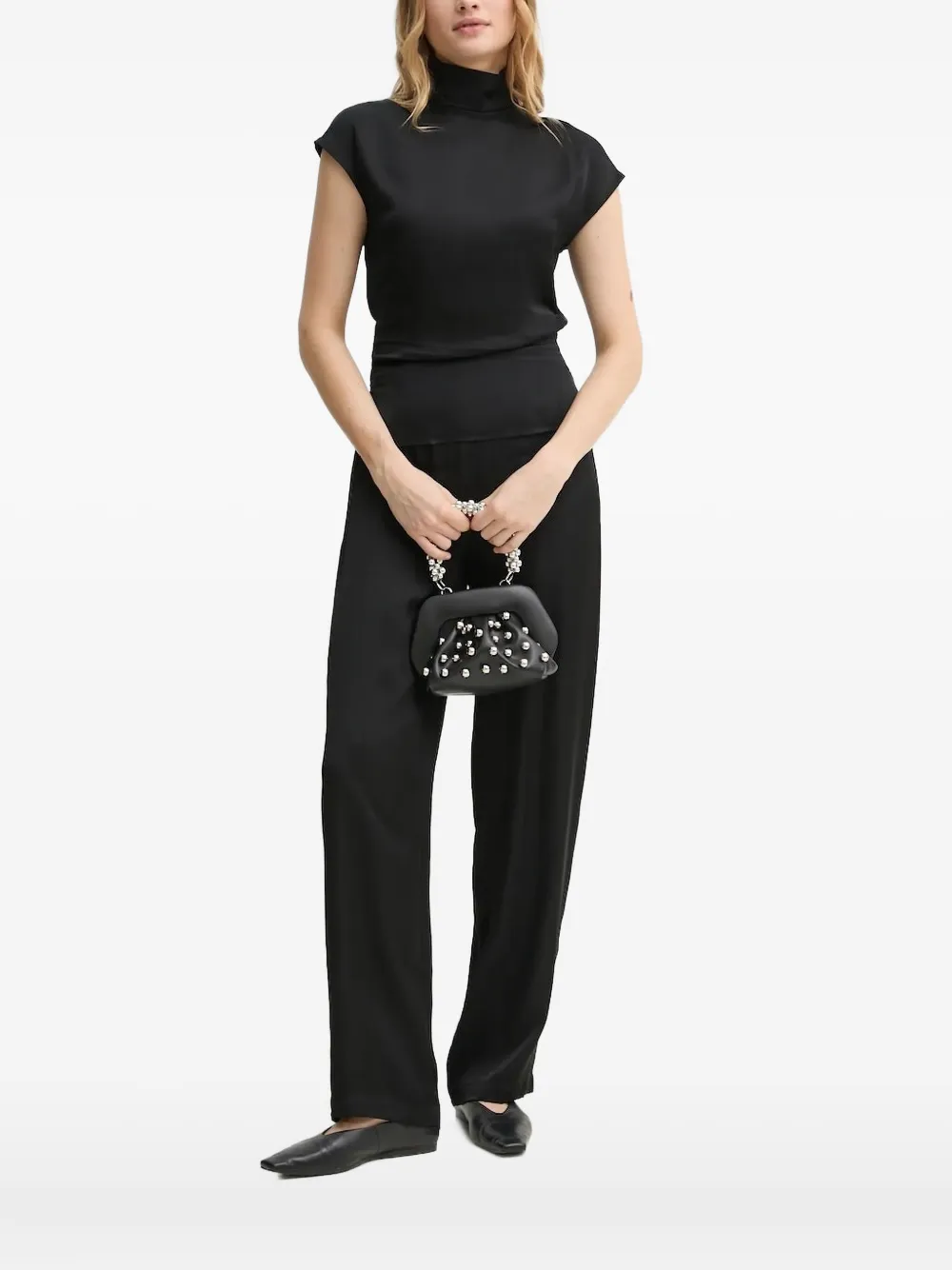 Aeron Turtleneck Short-sleeves Blouse In Black