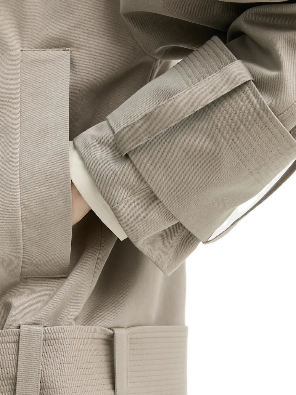 AERON Jas met capuchon en ceintuur Beige