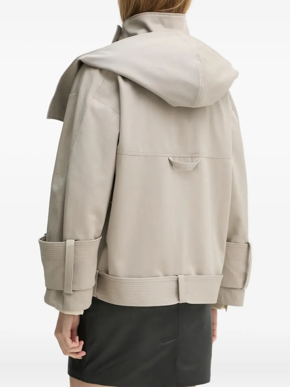 AERON Jas met capuchon en ceintuur Beige