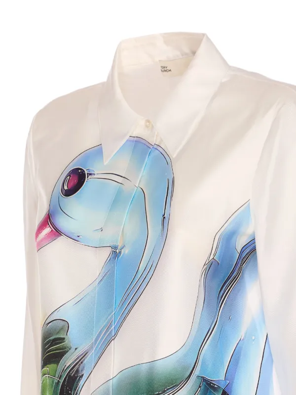 Tory Burch Lucky Duck Silk Shirt | White | FARFETCH