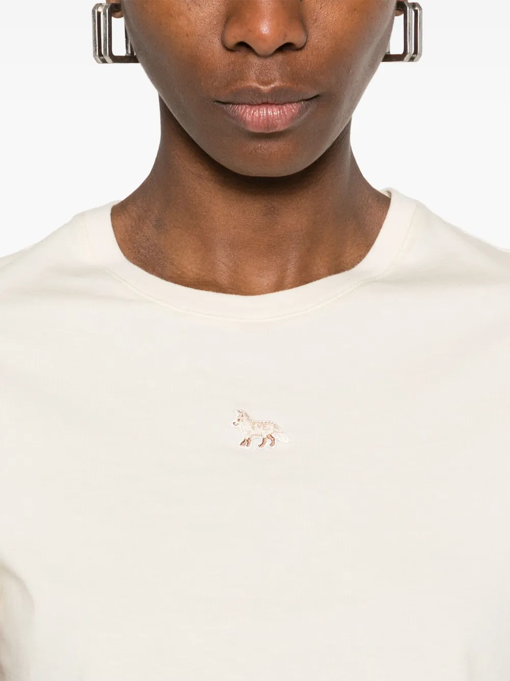 Shop Maison Kitsuné Baby Fox-patch T-shirt In Neutrals