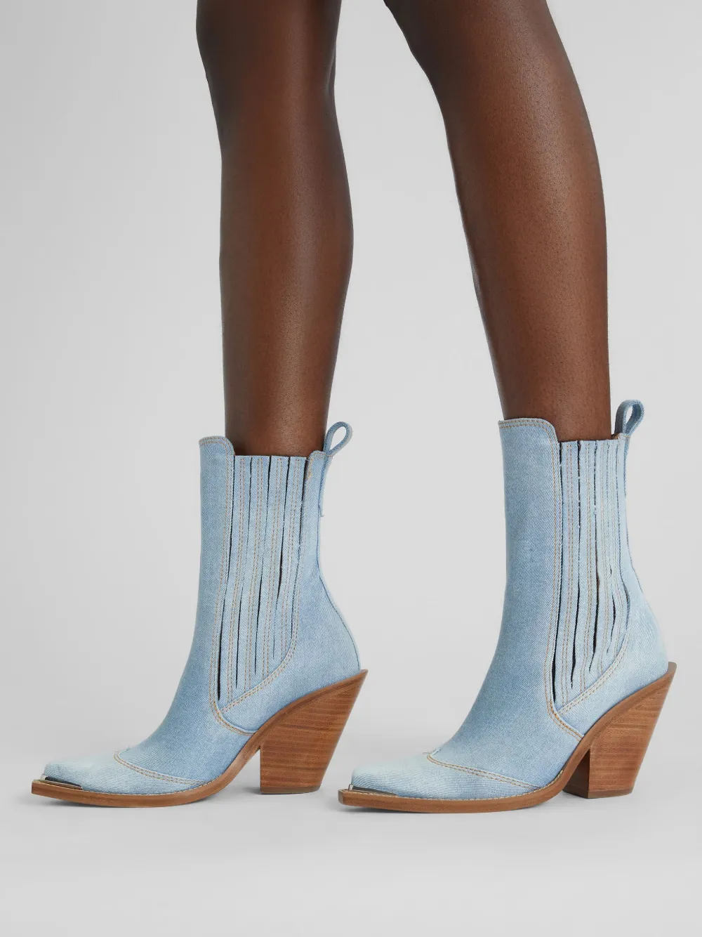 Ermanno Scervino 9.5mm Texan Ankle Boots In Blue