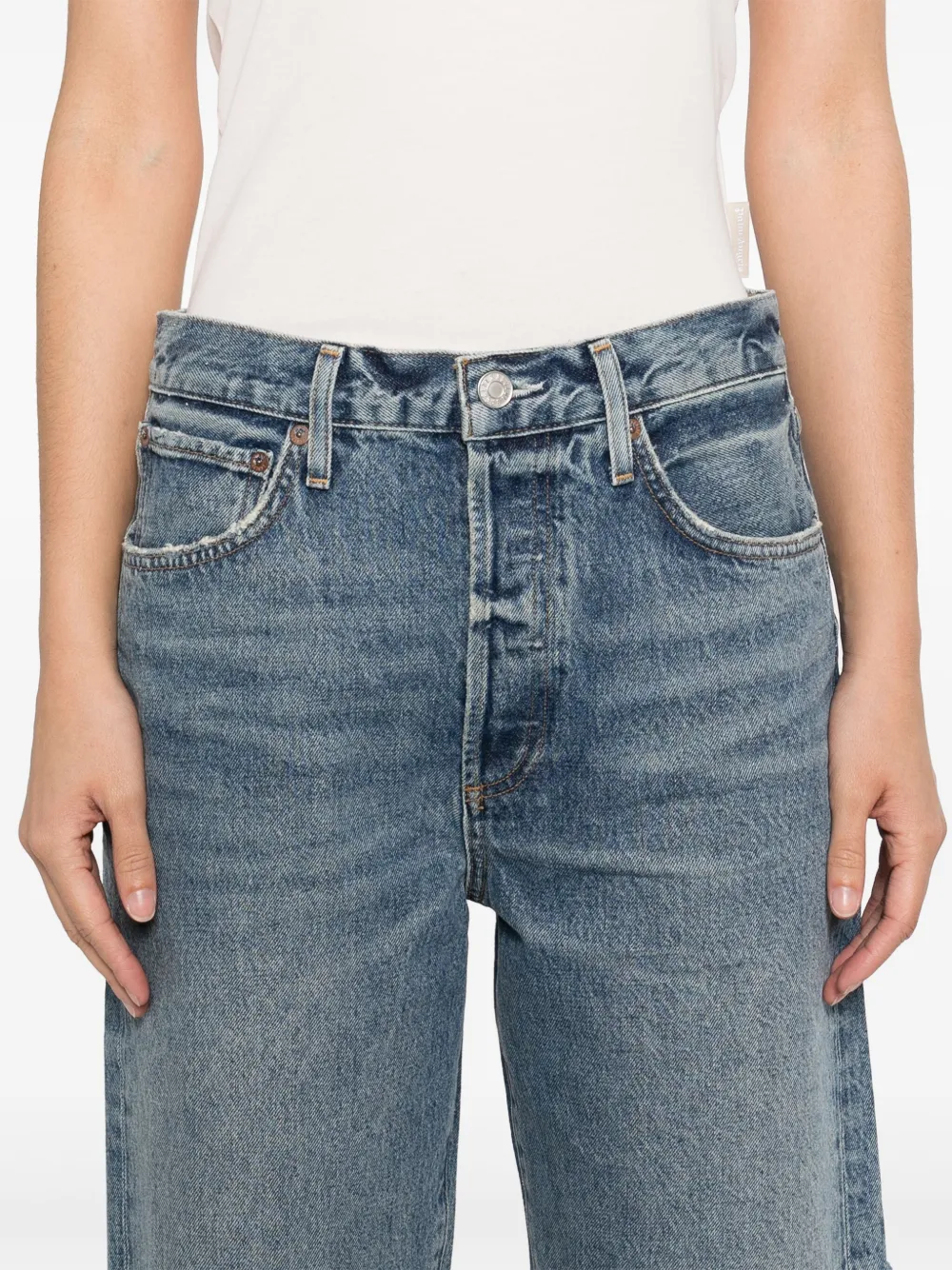 Shop Agolde 90´s Denim Shorts In Blue